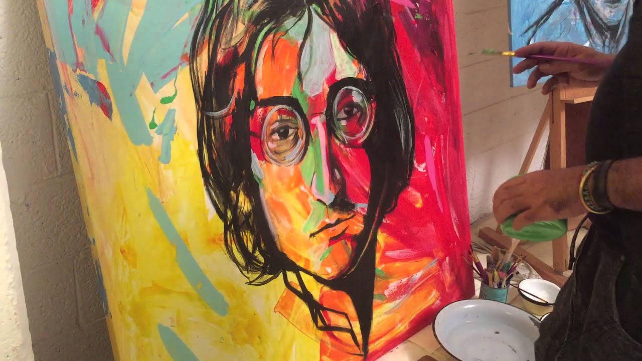 John Lennon Beatles Acrylic Art Making