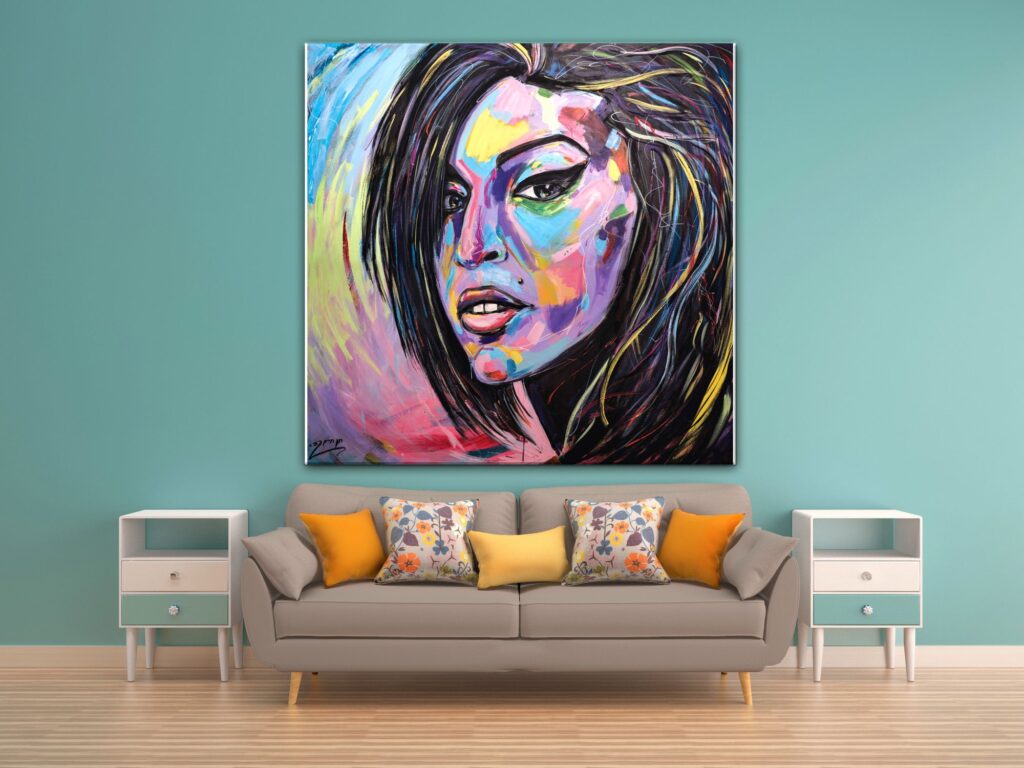 Amy Winehouse shown in an interior