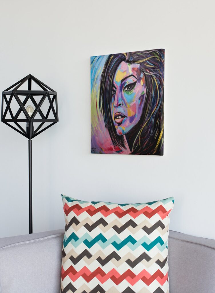 Amy Winehouse shown in an interior