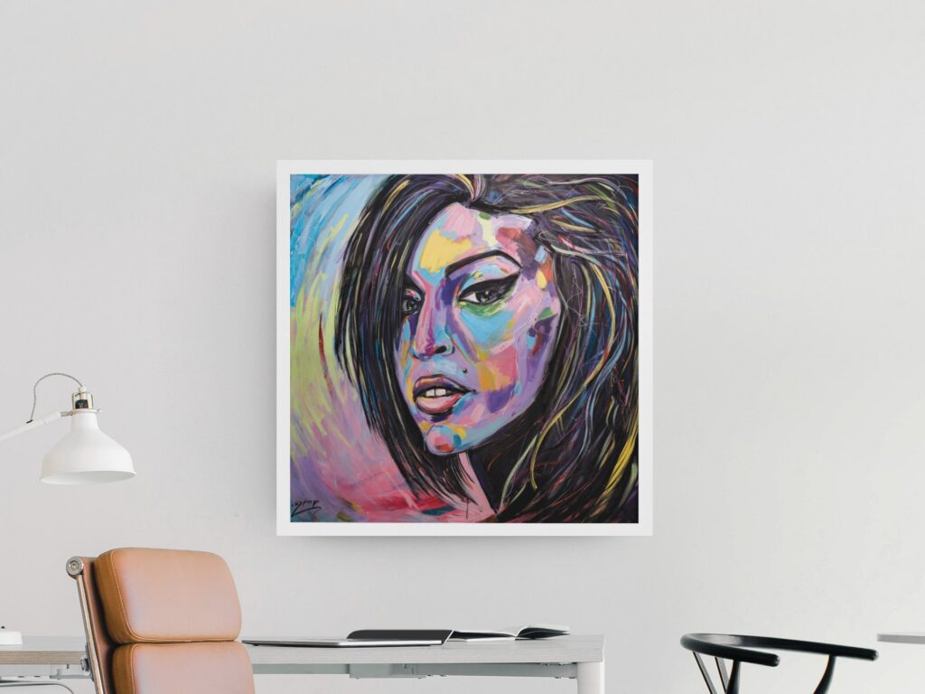 Amy Winehouse shown in an interior