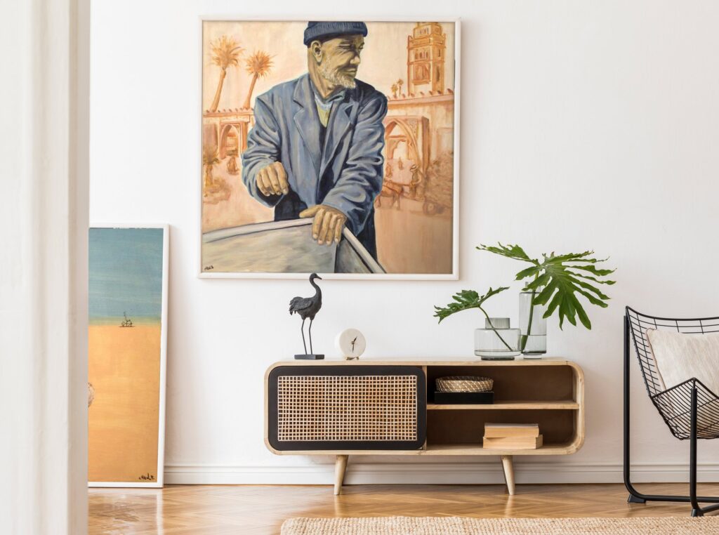 The Fisher Man shown in an interior